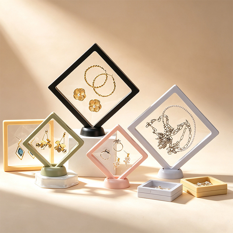 Transparent display ring box, in stock, PE film suspension box, jewelry anti-oxidation, for displaying and packaging nail art accessories, wholesale