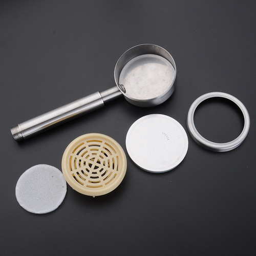 Kaiping 304 stainless steel round supercharged hand shower shower head set brushed manufacturer wholesale