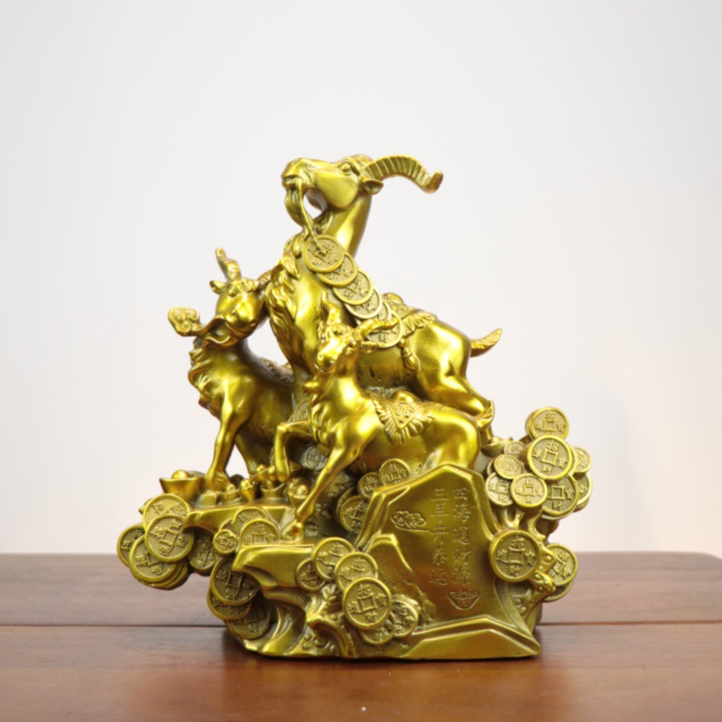 杨铜记铜金钱羊  铜三羊开泰  三羊开泰摆件