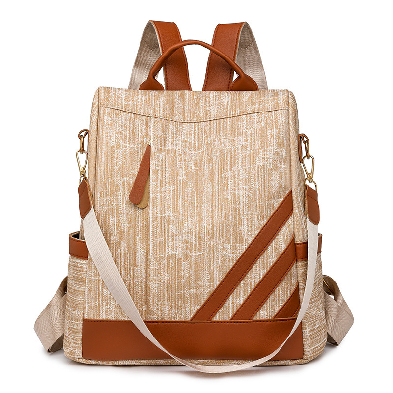 Fábrica al por mayor 2024 nueva mochila coreana para mujer simple y versátil mochila de un solo hombro de viaje en color de contraste de gran capacidad