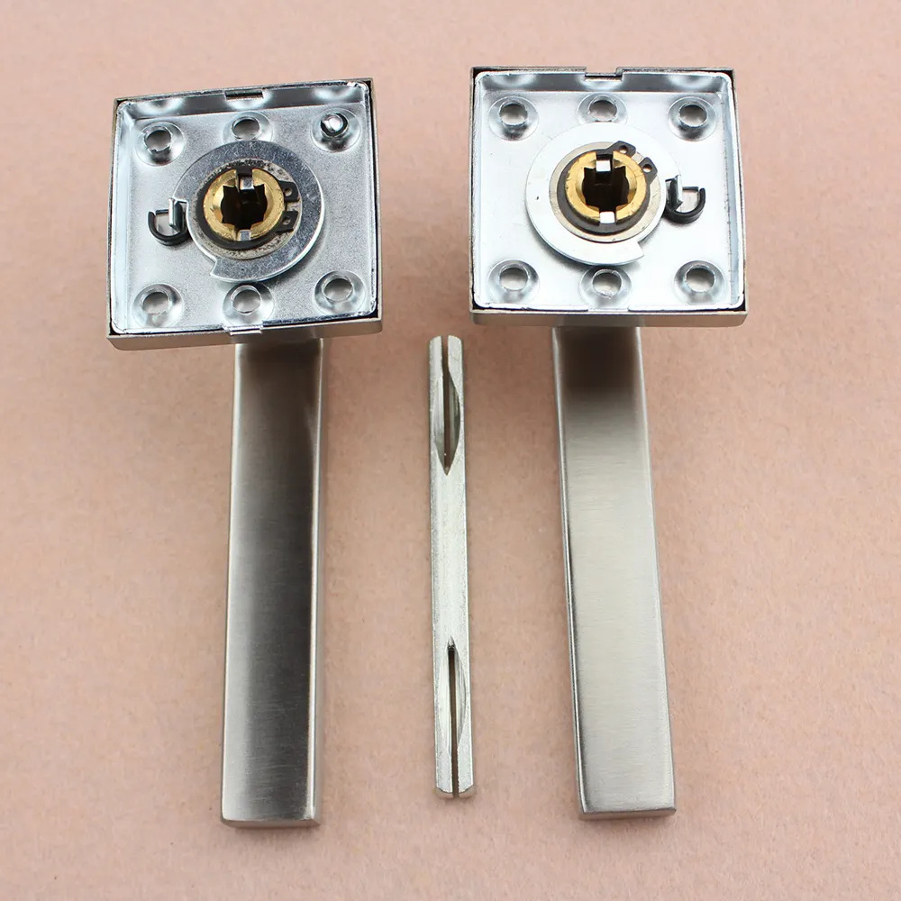 Manija de la puerta de la habitación del dormitorio de acero inoxidable cerradura de la puerta interior personalizada manija de la puerta de madera cerradura dividida cuadrada manija accesorios
