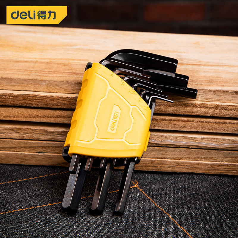 得力工具DL231109H内六角扳手发黑9件套加长特长发黑球头