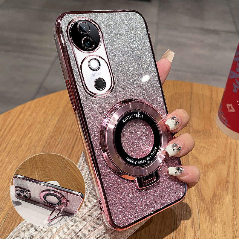 [glitter-rose gold] transparent plating CD with bracket