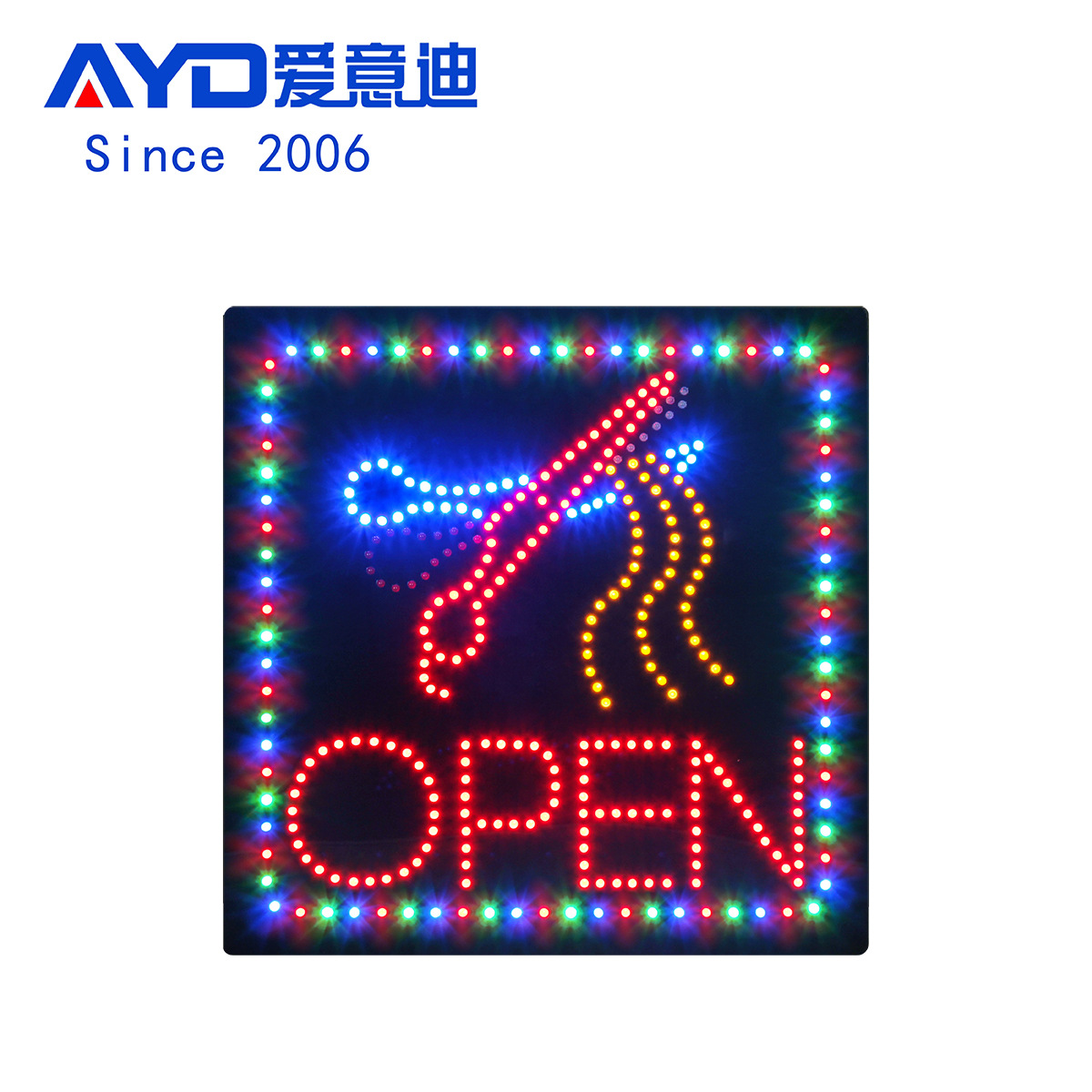 LED广告牌营业牌OPEN灯标识24小时灯箱LED Sign Board 40x40cm