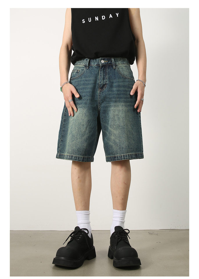 Quần short nam denim họa tiết rằn ri phong cách công sở đi biển — Màu trắng, Màu đen, Màu đất gỉ sét, Ngụy trang màu mơ chi tiết 37