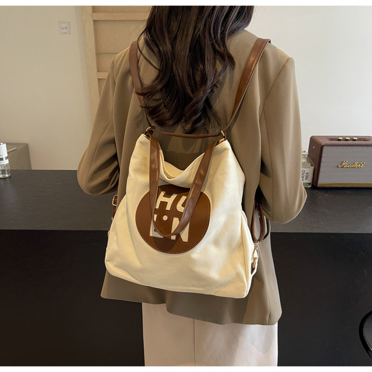 Korean letter printed multi-purpose cloth bag, 2024 new style, high-quality student backpack, commuting single-shoulder bag undefined