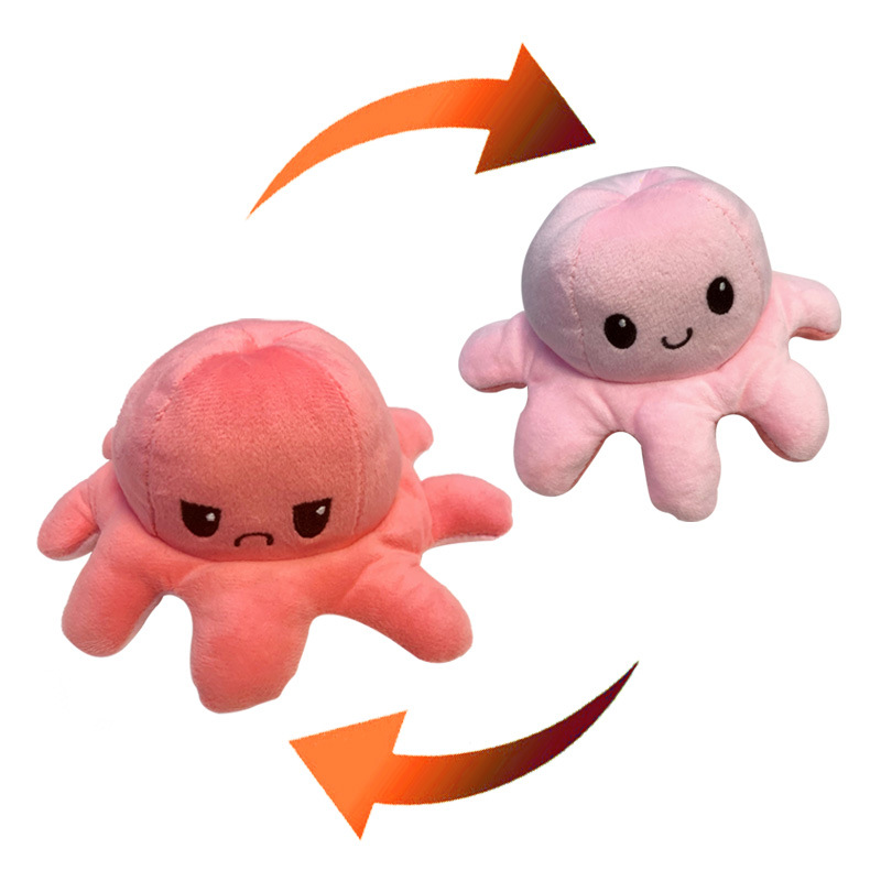 Pulpo reversible Flip pulpo juguete de peluche muñeca de expresión de doble cara muñeca de Ragdoll que cambia la cara en stock al por mayor