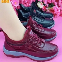 2025冬新款女棉鞋加绒保暖妈妈鞋中老年厚底防滑防水健步鞋雪地靴