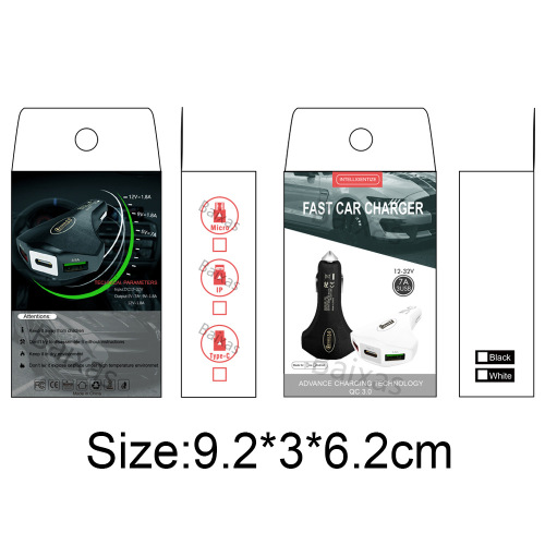 New Qualcomm QC3.0 fast charging type-c car charger dual usb car charger 35W smart car mobile phone charger