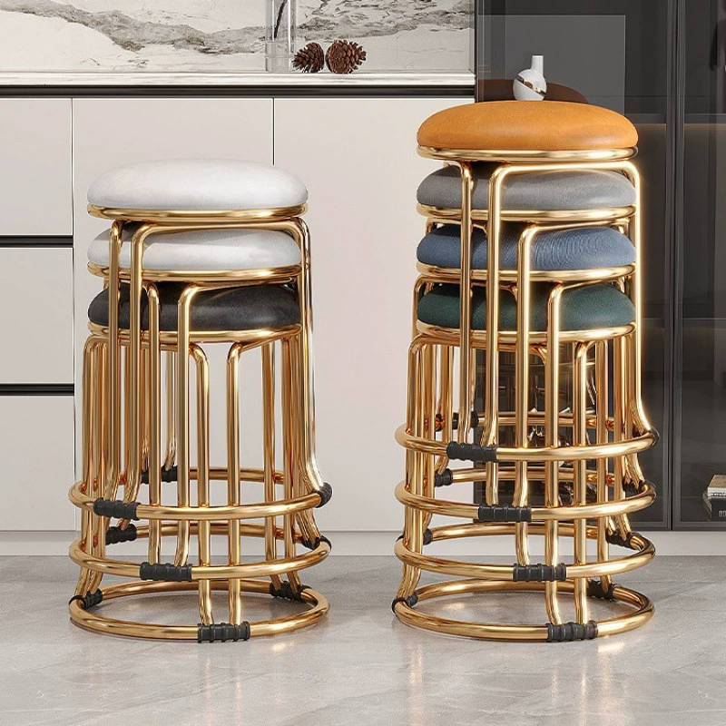 Табуреты для домашнего использования, легкие роскошные круглые табуреты, штабелируемые, прочные и долговечные, усиленная сталь, запасные табуреты для обеденного стола, компактные скамейки.