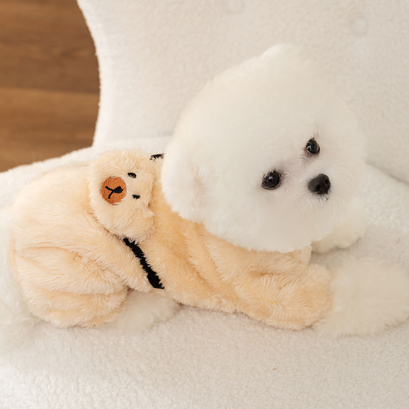 Otoño e invierno perro oso Satchel tracción mochila de cuatro patas ropa de terciopelo mediano y pequeño perro gato mascota ropa de perro de peluche