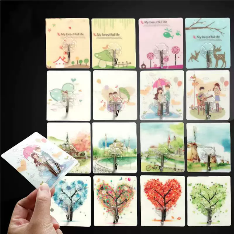 Paste the hook sticker strong wall surface free punch dormitory hanging clothes hook multi -functional home cartoon wall -mounted sticky hook