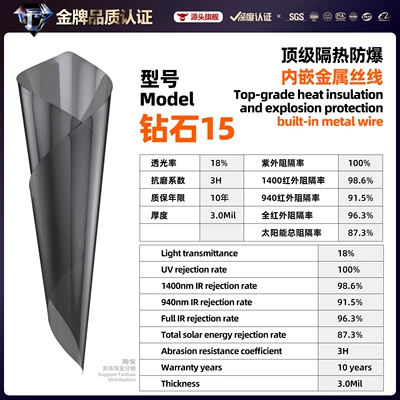Automotive Film — Double silver metallic wire thermal insulation - 152m-17m-front-panel-size-diamond-15-metal-wire