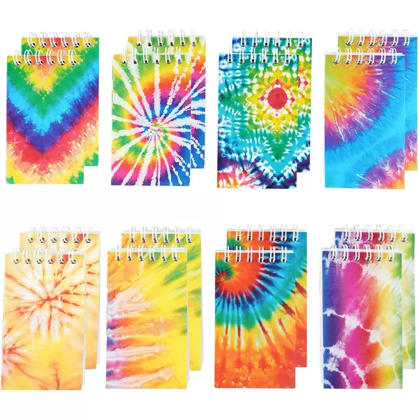 Ready-Made Tie-Dye 8 Mini Spiral Notebooks, Splash-Ink Colorful Series, Painting, Writing, Graffiti Coil Rewards