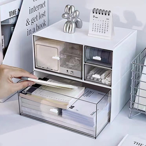 Cosmetic storage box desktop drawer-type transparent multi-layer storage box dust-proof and moisture-proof lipstick and skin care product storage rack