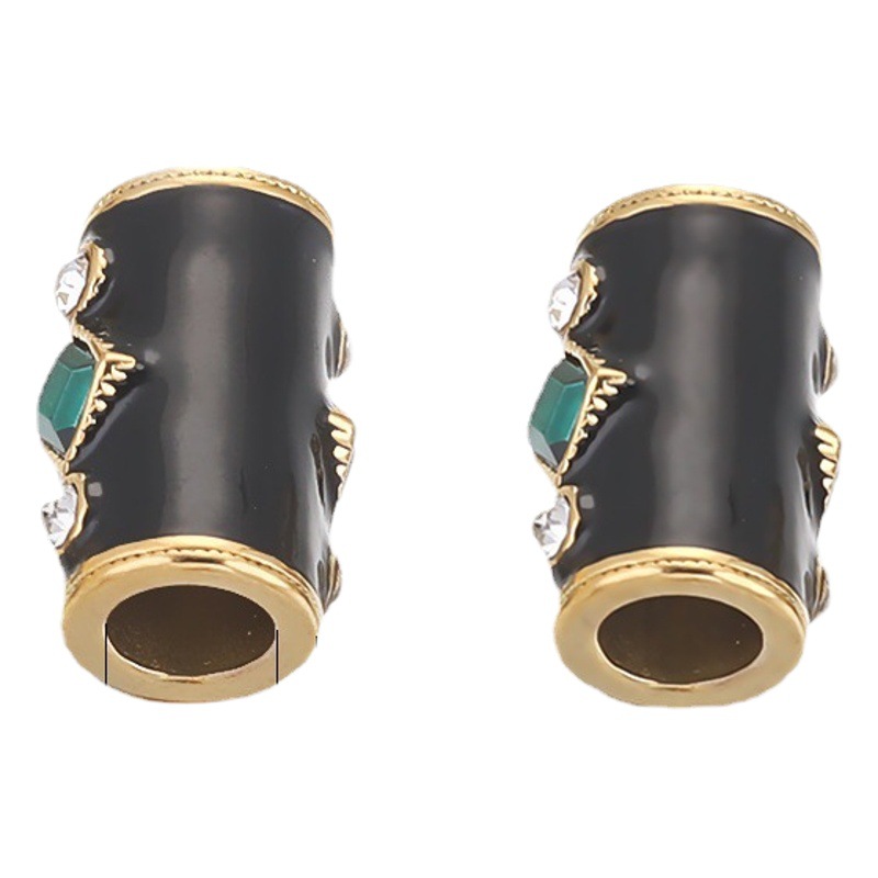 El Ojo del diablo europeo y americano Piedra Natural cuentas de acero inoxidable titanio acero doble cara esmalte gota aceite ojo perlas espaciador perlas sueltas