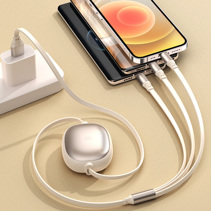 アルミ合金ケース伸縮三合一充電線1.2メートル6a超急速充電三線カスタムロゴ|undefined