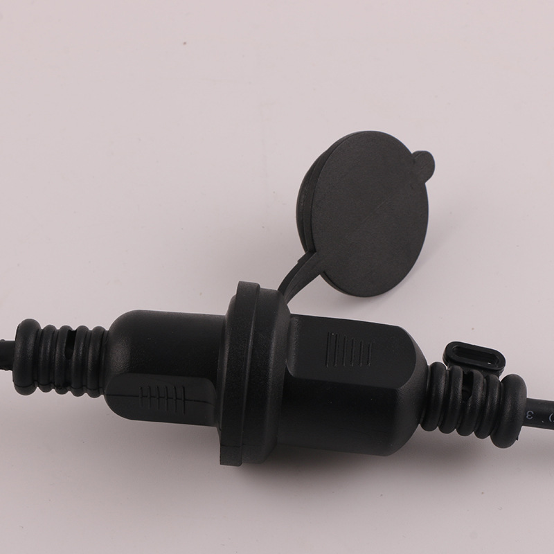 美标两芯公母防水带盖对插 美式两芯延长线两极美规电源线插头