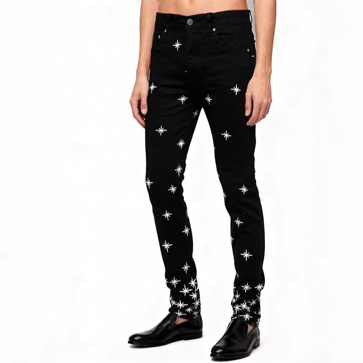 Men's Black Printed Jeans Regular Fit Jeans Fashion Hip Hop Streetwear Pants Casual Daily Wear Men's Black Printed Jeans Regular Fit Jeans Fashion Hip Hop Streetwear Pants Casual Daily Wear
