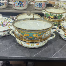 家用搪瓷炖锅火锅燃气电磁炉通用多功能海鲜锅珐琅煲汤锅焖烧锅