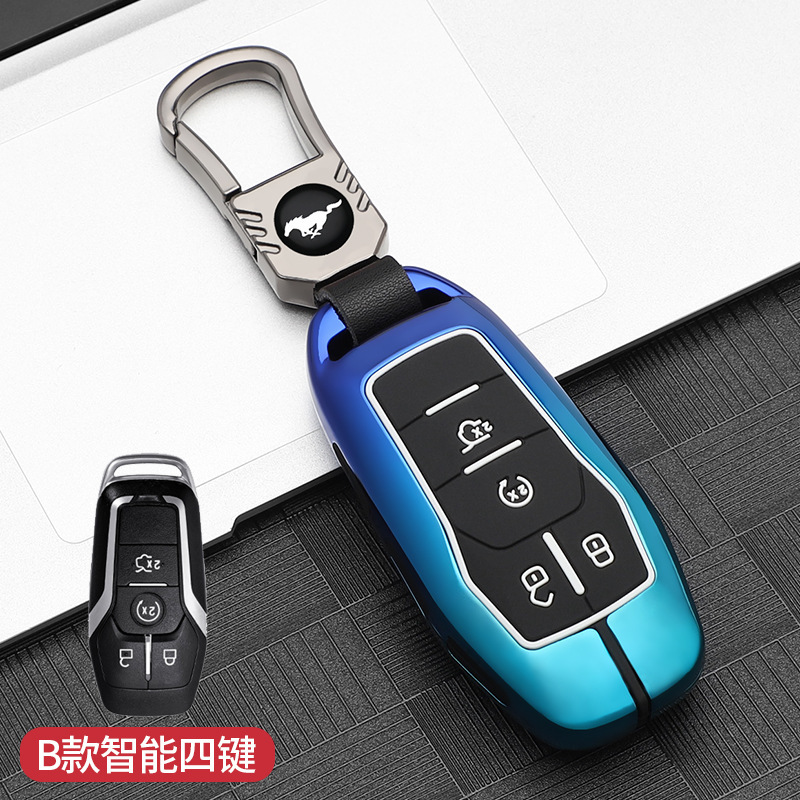 버튼 4개(쉘 + 자동차 로고 버클) 파란색