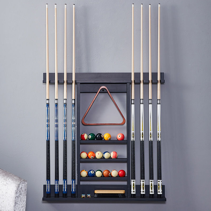 8杆台球杆架 壁挂式斯诺克球杆架黑八台球杆放置架台球室杆架台球