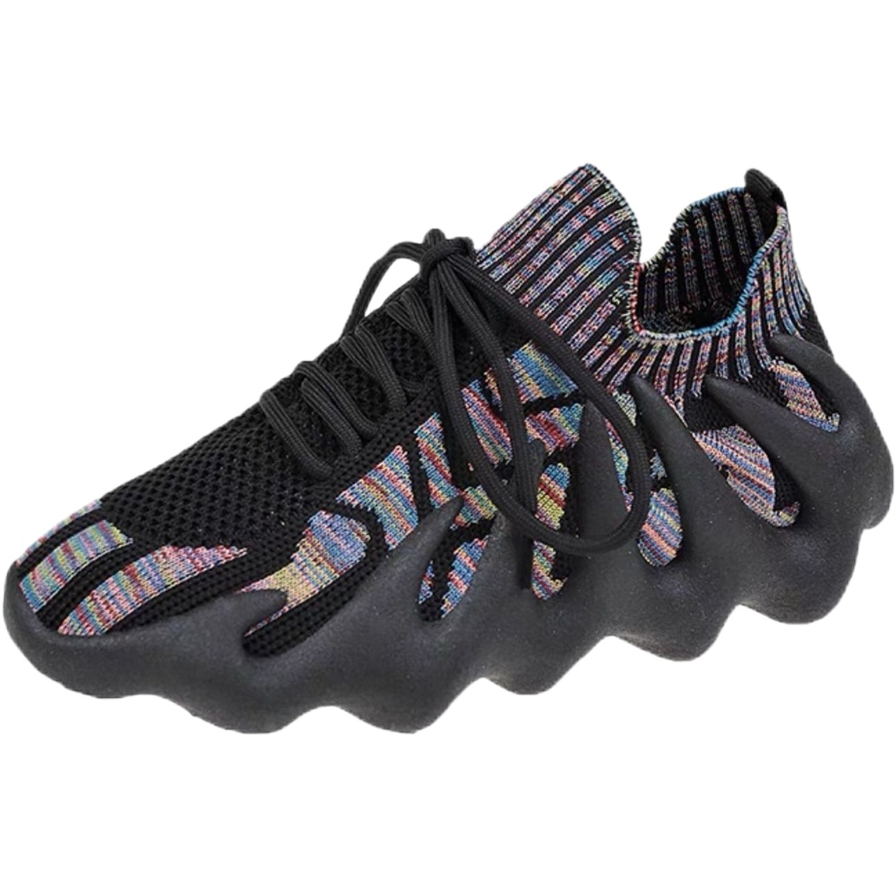 Flyknit deportes zapatos casuales transpirables de las mujeres con cordones de suela gruesa zapatos de malla de pulpo zapatos de entrenamiento zapatos de fitness saltar zapatos para correr image 1