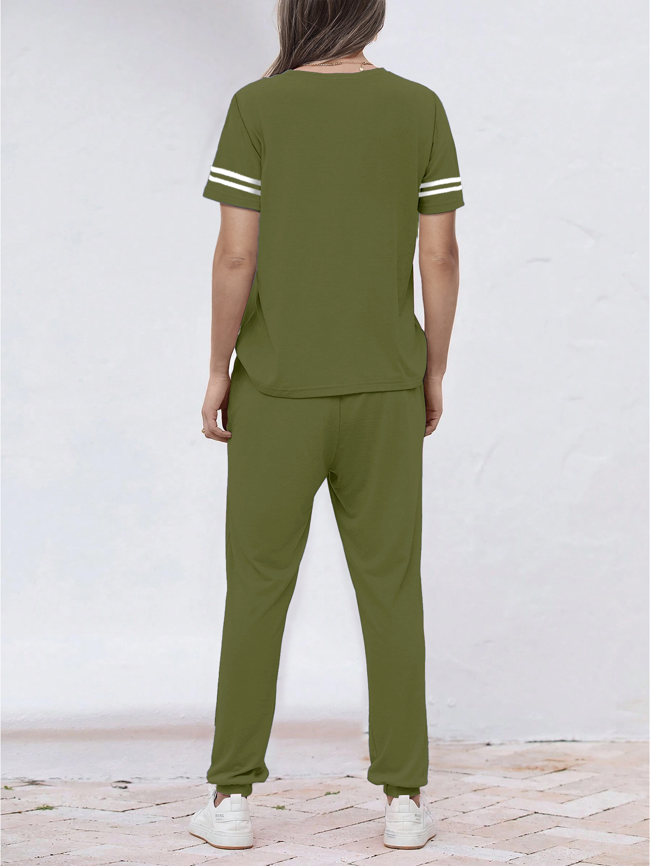 Women's Short Sleeve T-Shirt And Pants Two-Piece Set Casual Comfort Summer Outfit Soft Cotton Blend_ecoleips.com