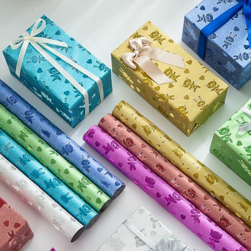 Cumpleaños, Navidad, Día de San Valentín, regalos de dibujos animados para hombres y mujeres, cajas de regalo, papel de embalaje, papel de color, paquete impermeable, pergamino