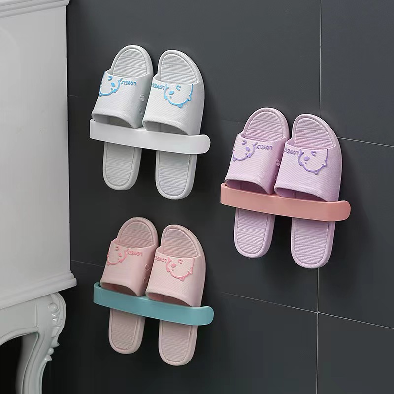 Bathroom Slippers Rack Non-perforated Bathroom Wall-mounted Draining Slipper Rack Door Slippers Storage Artifact
