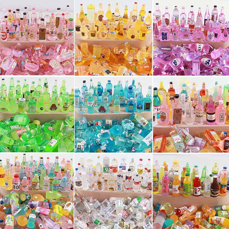Mini Beverage Bottle Miniature Small Wine Bottle Resin Accessories DIY Food and Play Convenience Store Color Material Night Light Accessories
