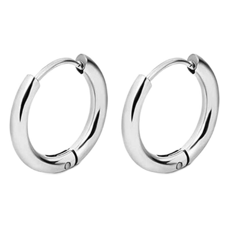 Hip-hop stainless steel earrings 2.0 round round wire earrings Amazon titanium steel earrings earrings manufacturers spot wholesale