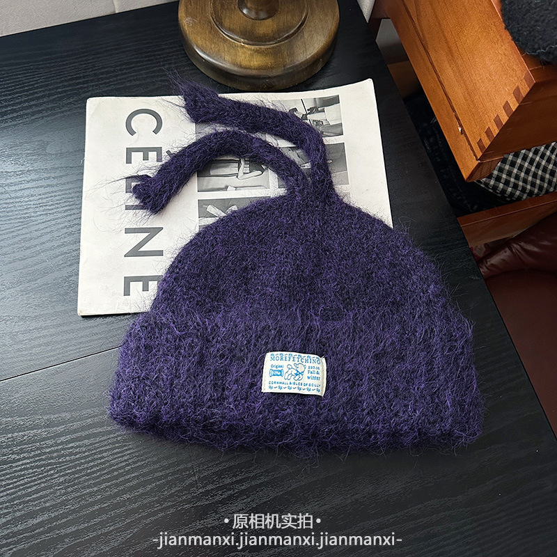 韩版冬季毛线套头帽可爱长辫子针织帽加厚保暖洋气滑雪套头冷帽|undefined