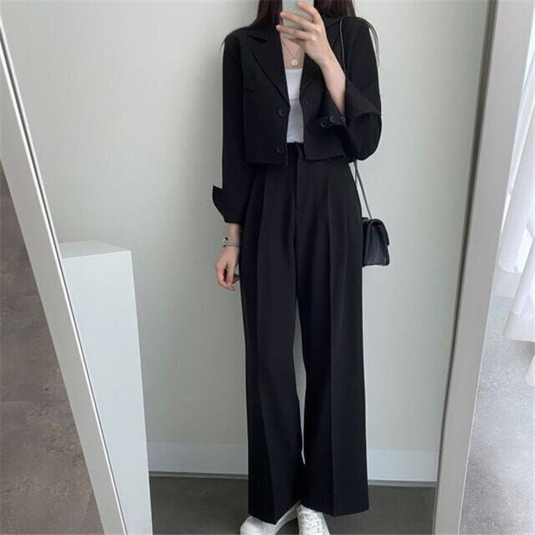新品2022春夏秋季网红休闲英伦风小西套装女士短款韩版西服上衣详情22