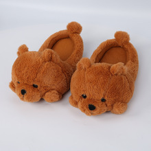 跨境热销teddy bear slippers泰迪熊半拖地板居家毛绒加厚棉拖鞋