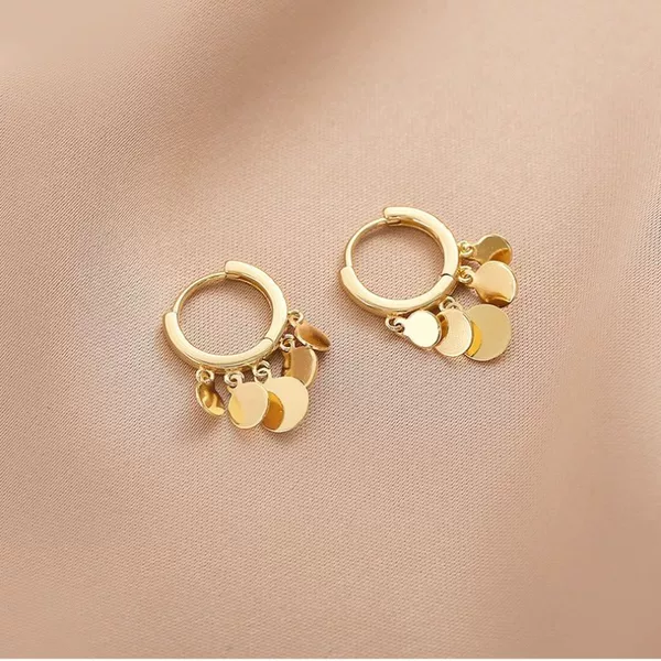 European and American Cross-border Round Piece Tassel Ear Buckle Women's Fashion Simple Personality Suitable for Round Face Korean Style Elegant Design Sense Earrings