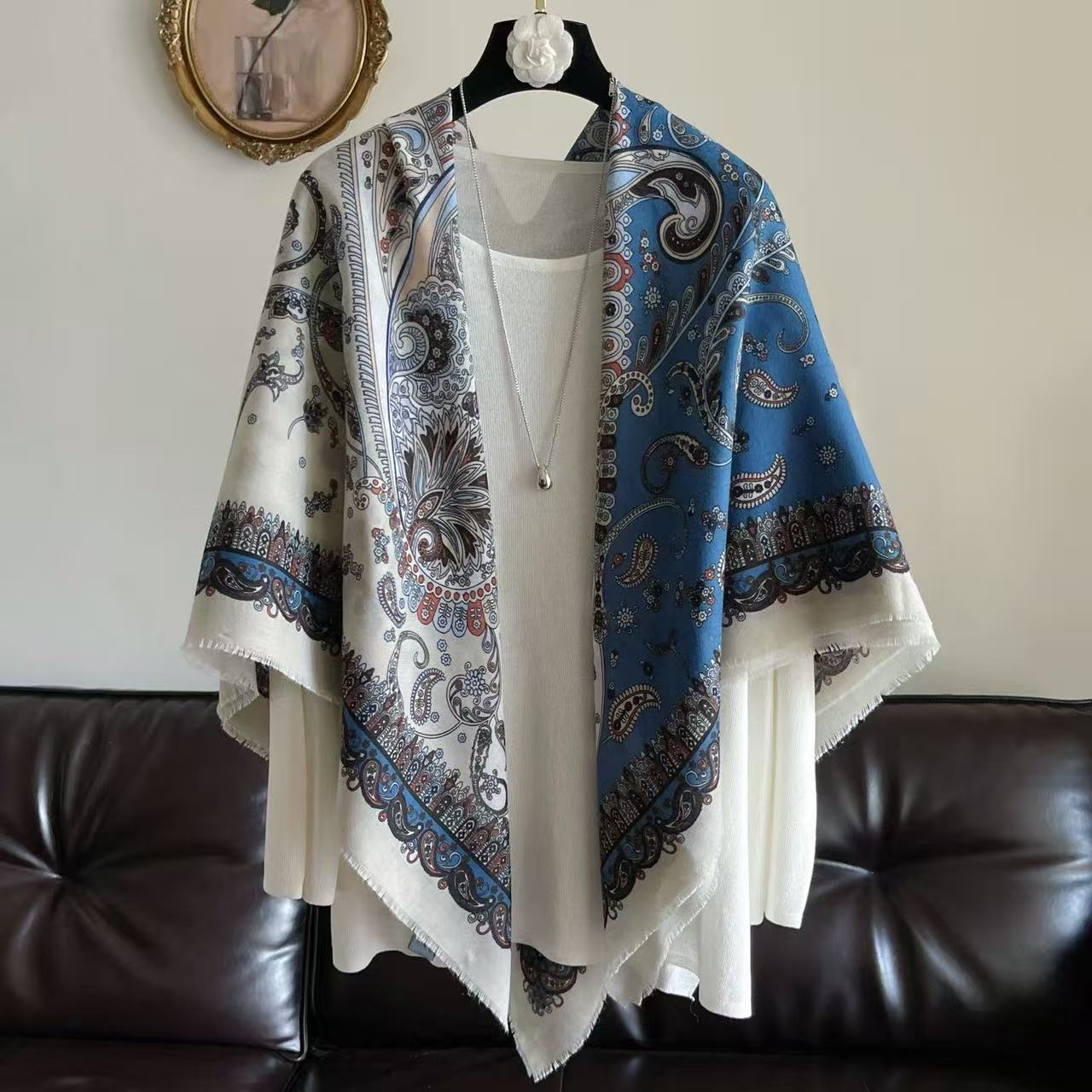 130 Cotton and Linen Feel Large Square Scarf for Women Spring, Summer, Autumn and Winter Scarf Air-Conditioned Room Warm Shawl Travel Sun Protection Silk Scarf