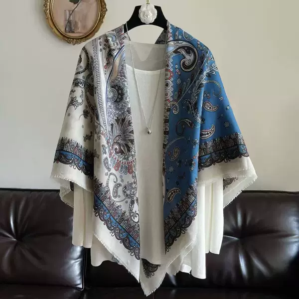 130 Cotton and Linen Feel Large Square Scarf for Women Spring, Summer, Autumn and Winter Scarf Air-Conditioned Room Warm Shawl Travel Sun Protection Silk Scarf