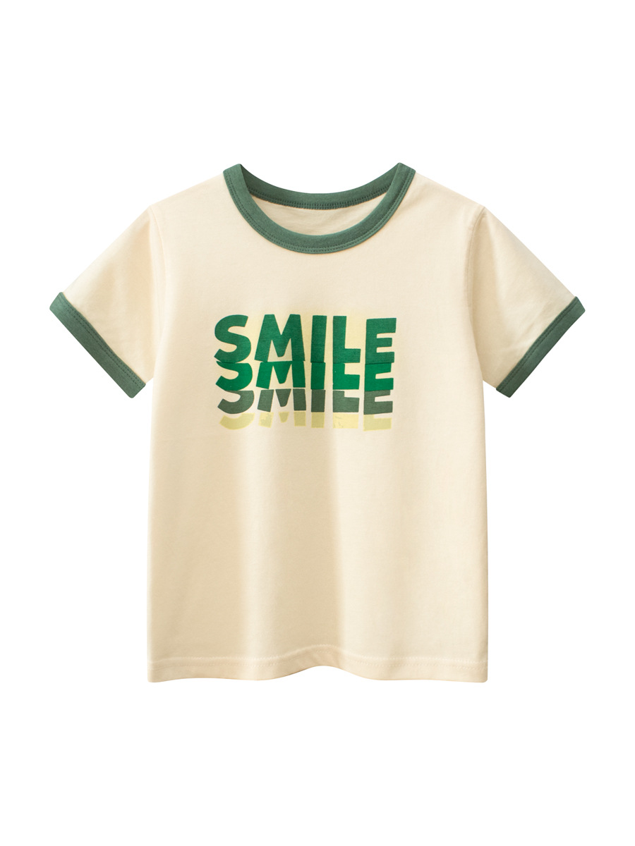 27kids ropa para niños verano nuevo estilo ropa para niños europeos y americanos impresión de letras camiseta de manga corta ropa para bebés al por mayor