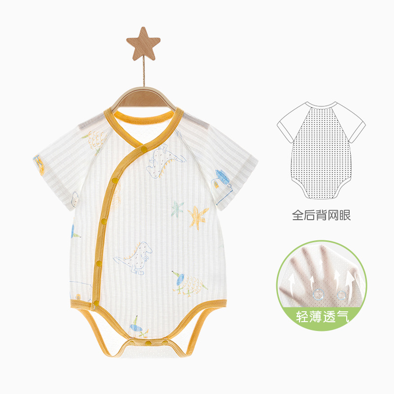 Bebé mono verano luna llena bebé manga corta algodón fino verano hombres y mujeres triangulares ropa de pedo ropa nueva