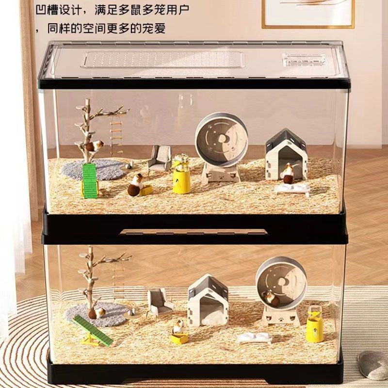Jaula de hámster casa transparente barata gran villa de lujo oro seda oso suministros nido conjunto completo