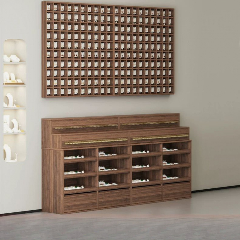 实木饰品柜中岛台展示桌耳环格子柜项链架上墙陈列架展示台中岛柜