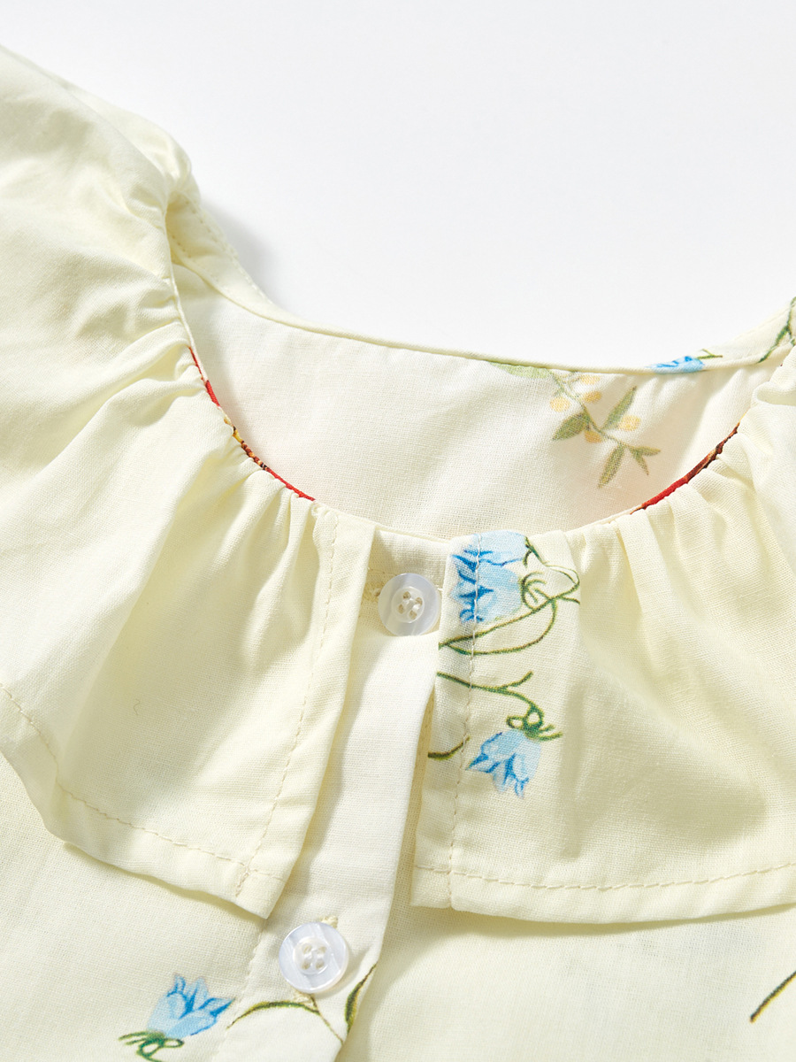 Vestido de manga corta para niñas de algodón de verano para niños vestido de princesa plisado cuello con volantes falda para niñas image 3