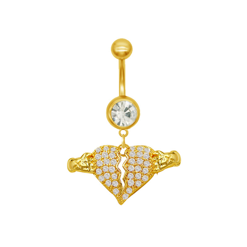 Belly Button Ring With Heart Bow Zircon And Moon Piercing Jewellery_voghion.com