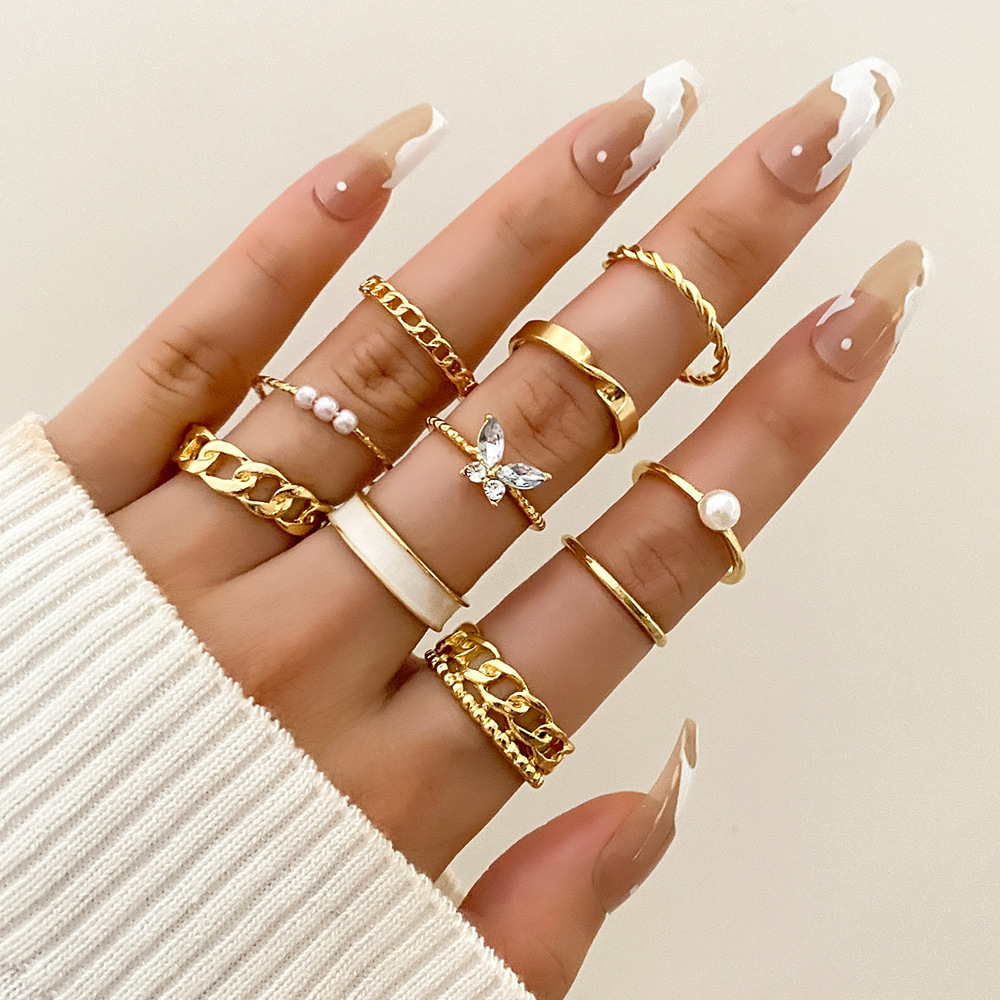 20g Weight Artificial Pearls, Rhinestones Inlay Material Open Ring Classification Simple Style Geometric Alloy Plating Inlay Artificial Pearls Rhinestones Women's Open Ring
