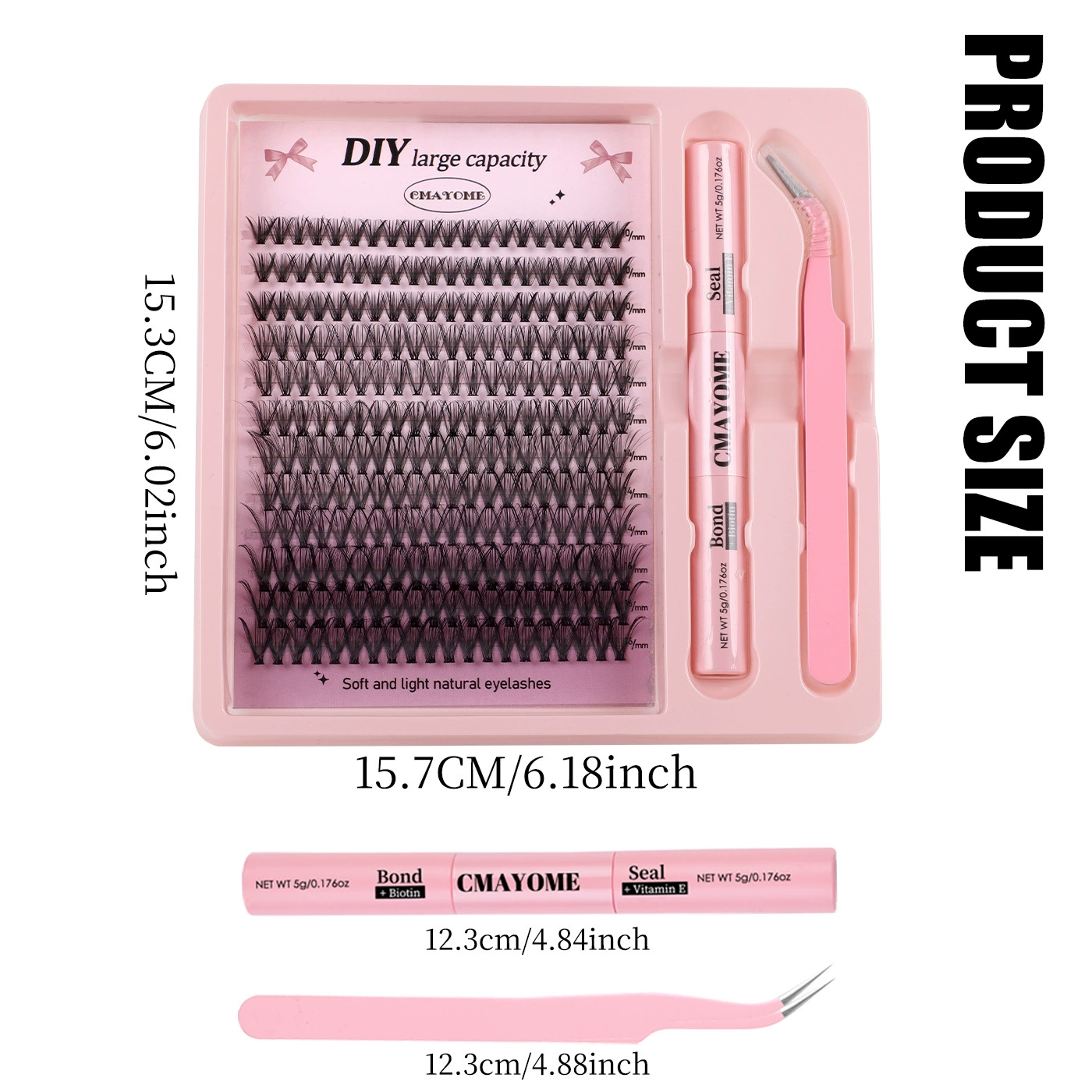 DIY False Eyelash Cluster Set, 240 Clusters, Multi-Density 10D–100D, Natural Thick Segmented Lashes