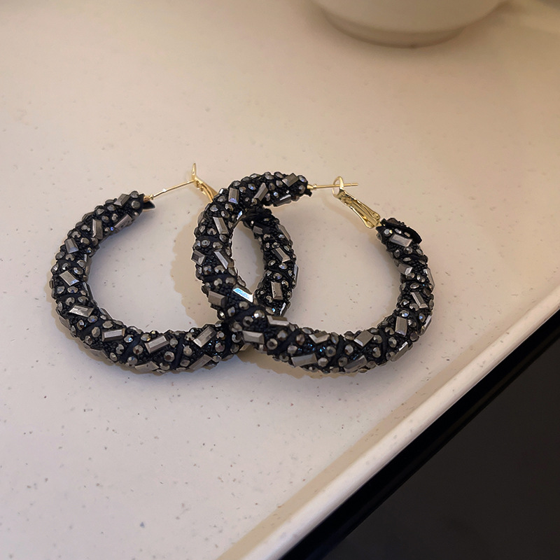 Fashion Circle Metal Inlay Zircon Womenu0027S Earrings 1 Pair