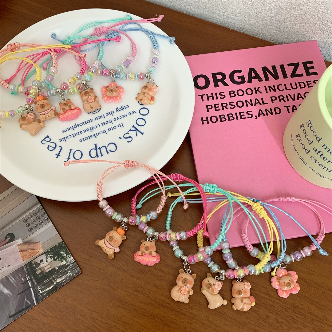 Новый милый мультфильм макарон цветной веревки серии браслет сладкий маленький цветочный медведь для детей красивые подарки украшения