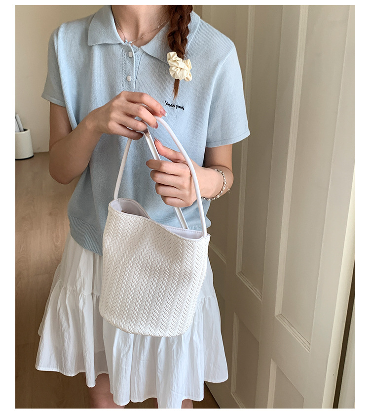 Trendy large-capacity woven bag, fashionable handbag, 2025 new style, versatile bucket bag, simple shoulder bag, underarm bag undefined