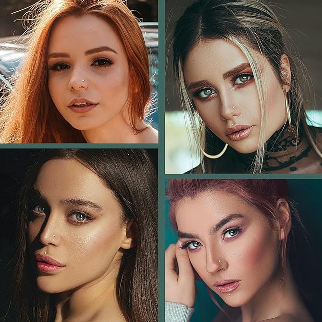 Set Of Titanium Nose Studs With Zirconia In Square And Round Styles_voghion.com